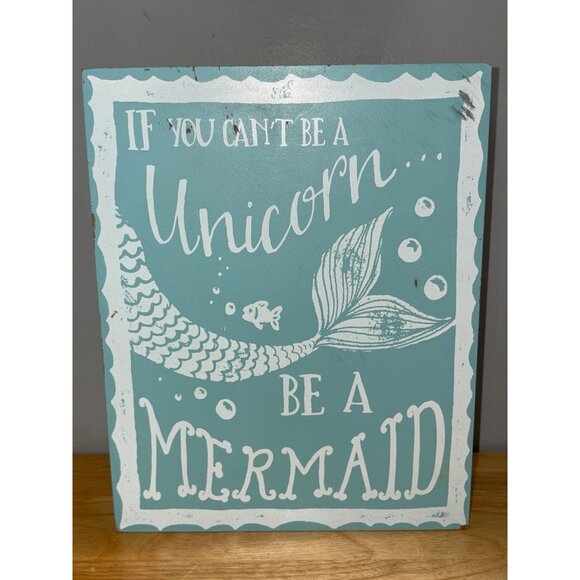 Set Of 4 Wooden Coastal Mermaid Inspirational Decorative Nautical Signs Decor - Picture 2 of 10